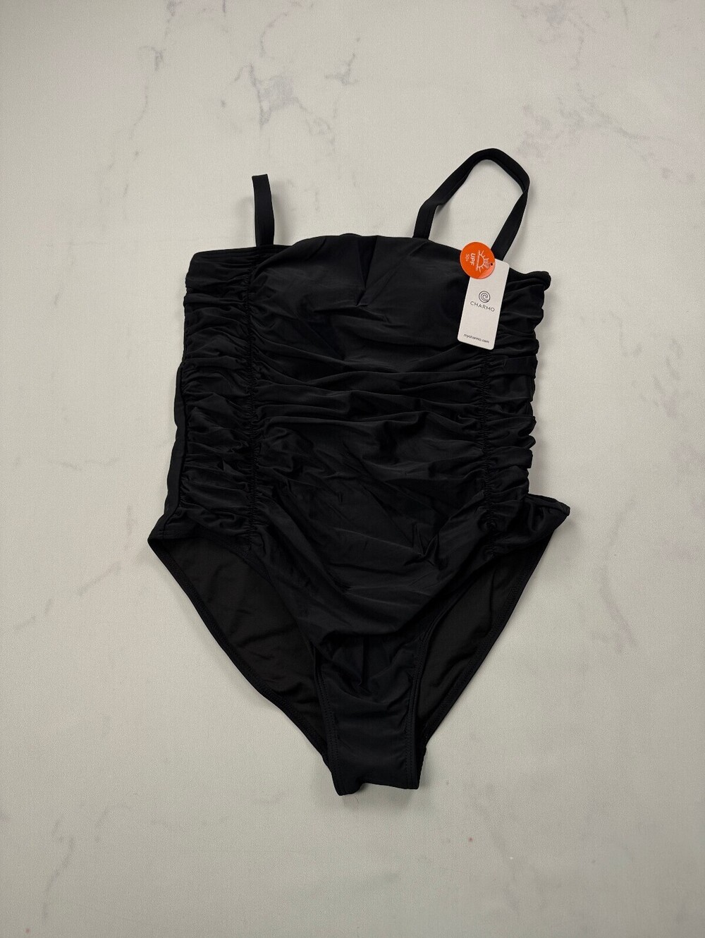 Charmo One Piece Swimsuit Black Contemporary Statement Piece - Womens L